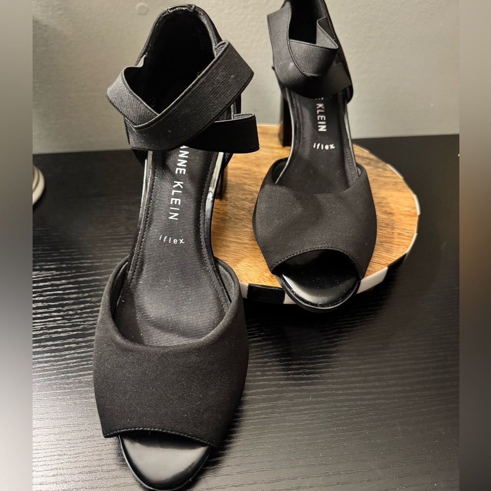 Anne Klein Black Open-Toe Heels